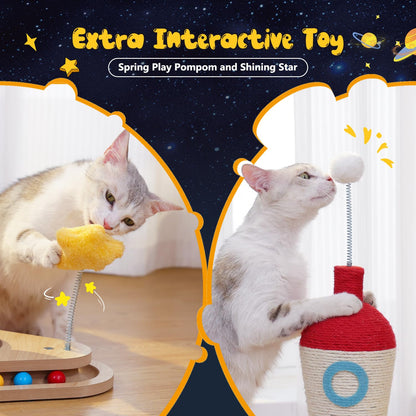 PETEPELA Cat Scratching Post, Rocket Sisal Cat Scratcher, Scratcher