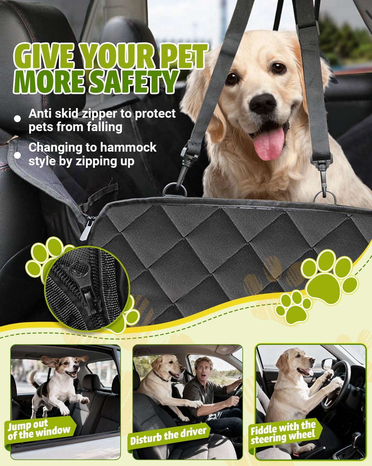 Dog Car Seat Cover, 600D Heavy Dute Durable Car Seat Cover
