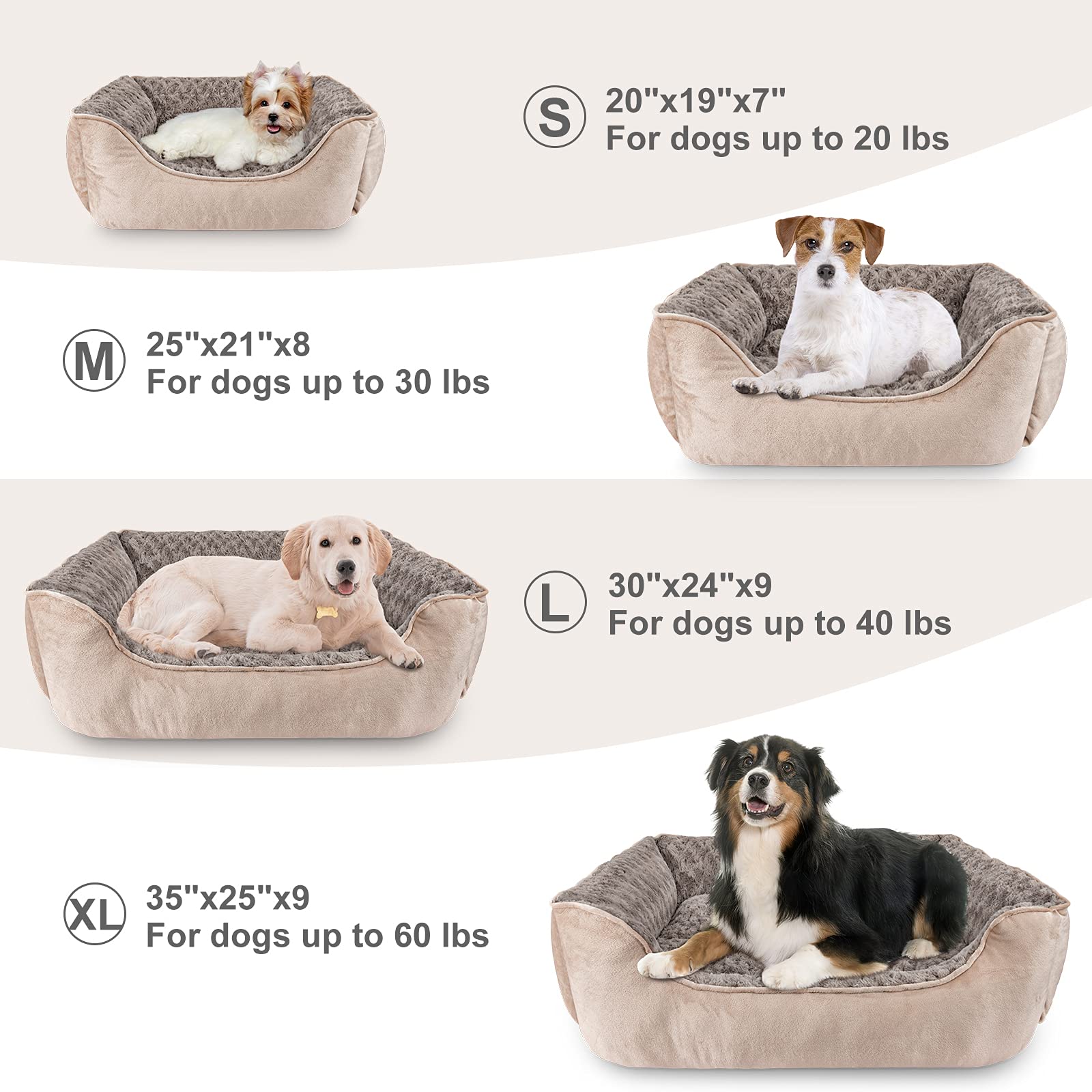 JOEJOY Rectangle Dog Bed for Large Medium Small Dogs Machine Bed