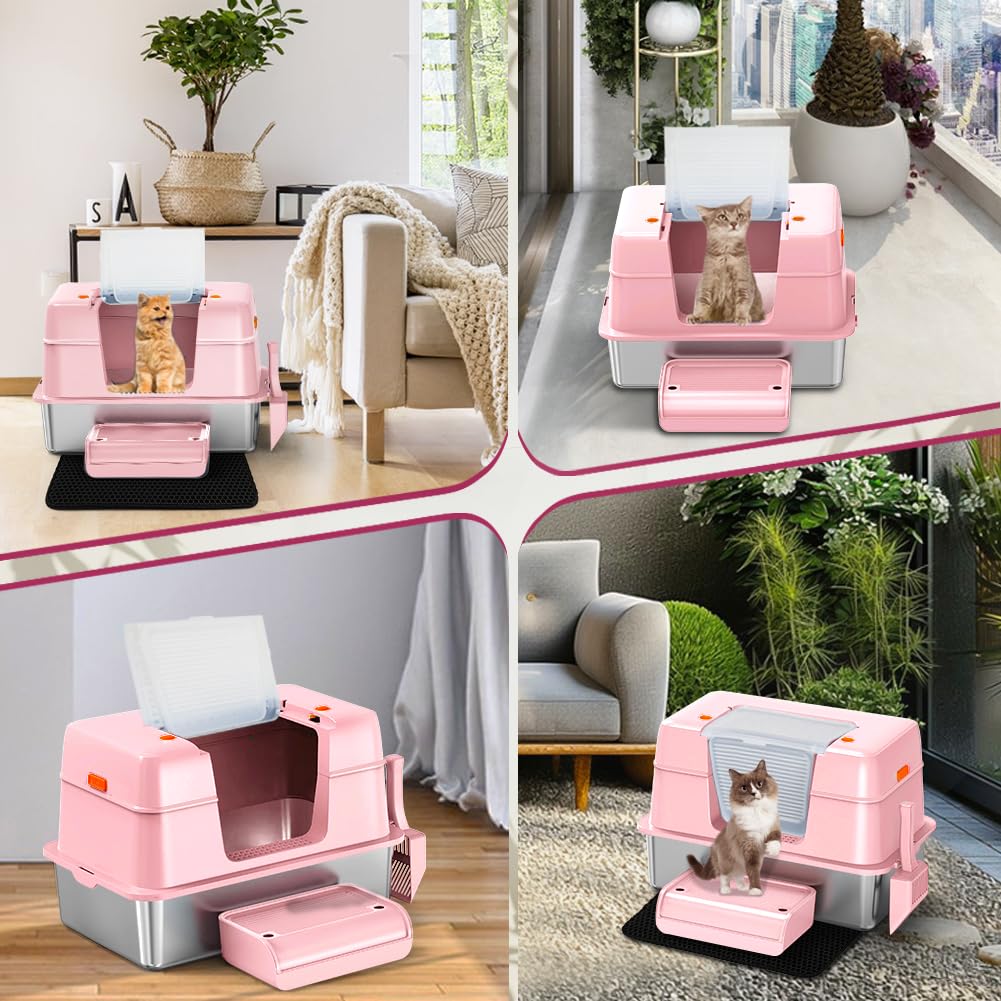 Vivifying Stainless Steel Covered Cat Litter Box Odor-Control Box