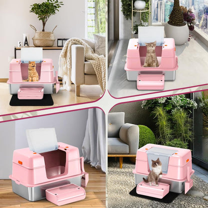 Vivifying Stainless Steel Covered Cat Litter Box Odor-Control Box