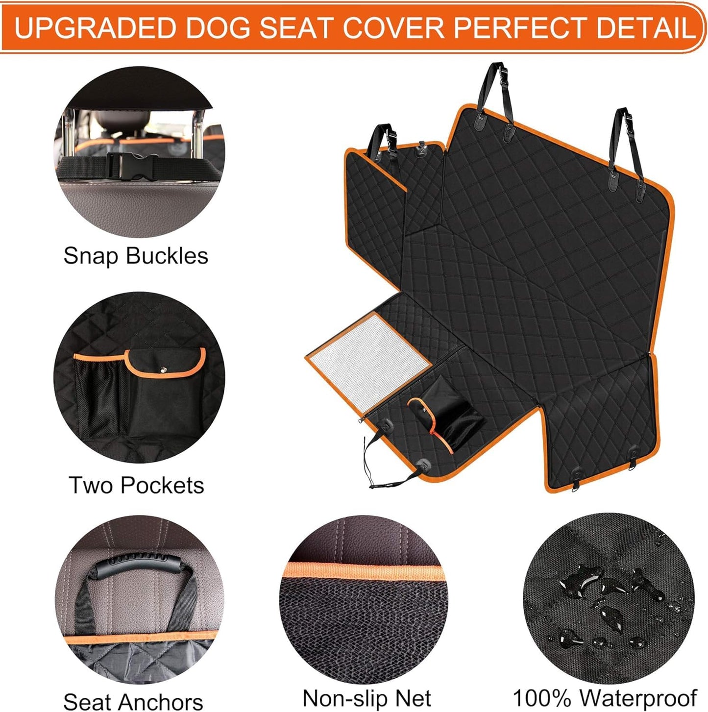 Femuar Dog Car Seat Cover, Waterproof Nonslip Pet Seat Cover for Seat