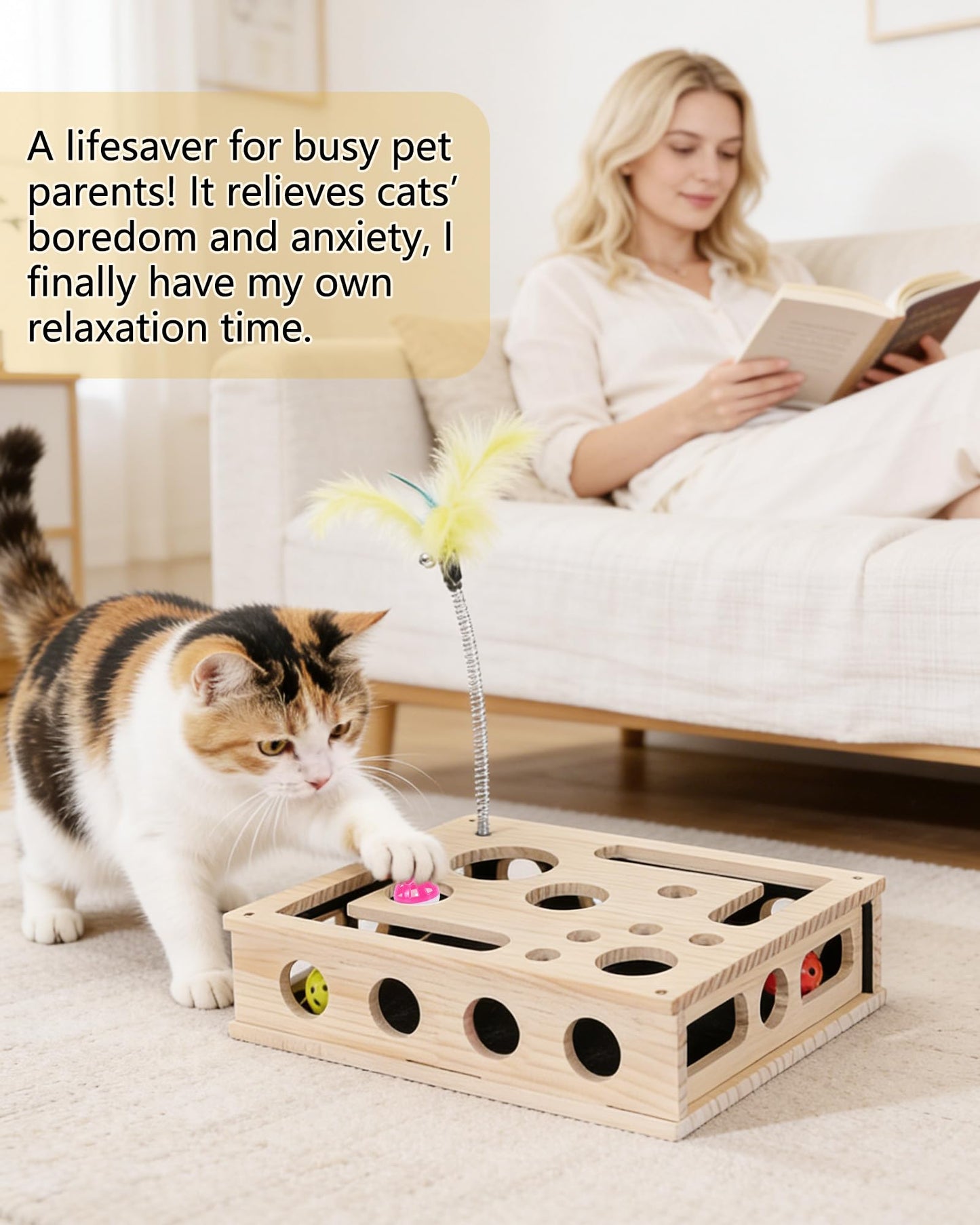 Cat Toys for Indoor Cats Interactive Box Puzzle Toy Nail Scratcher