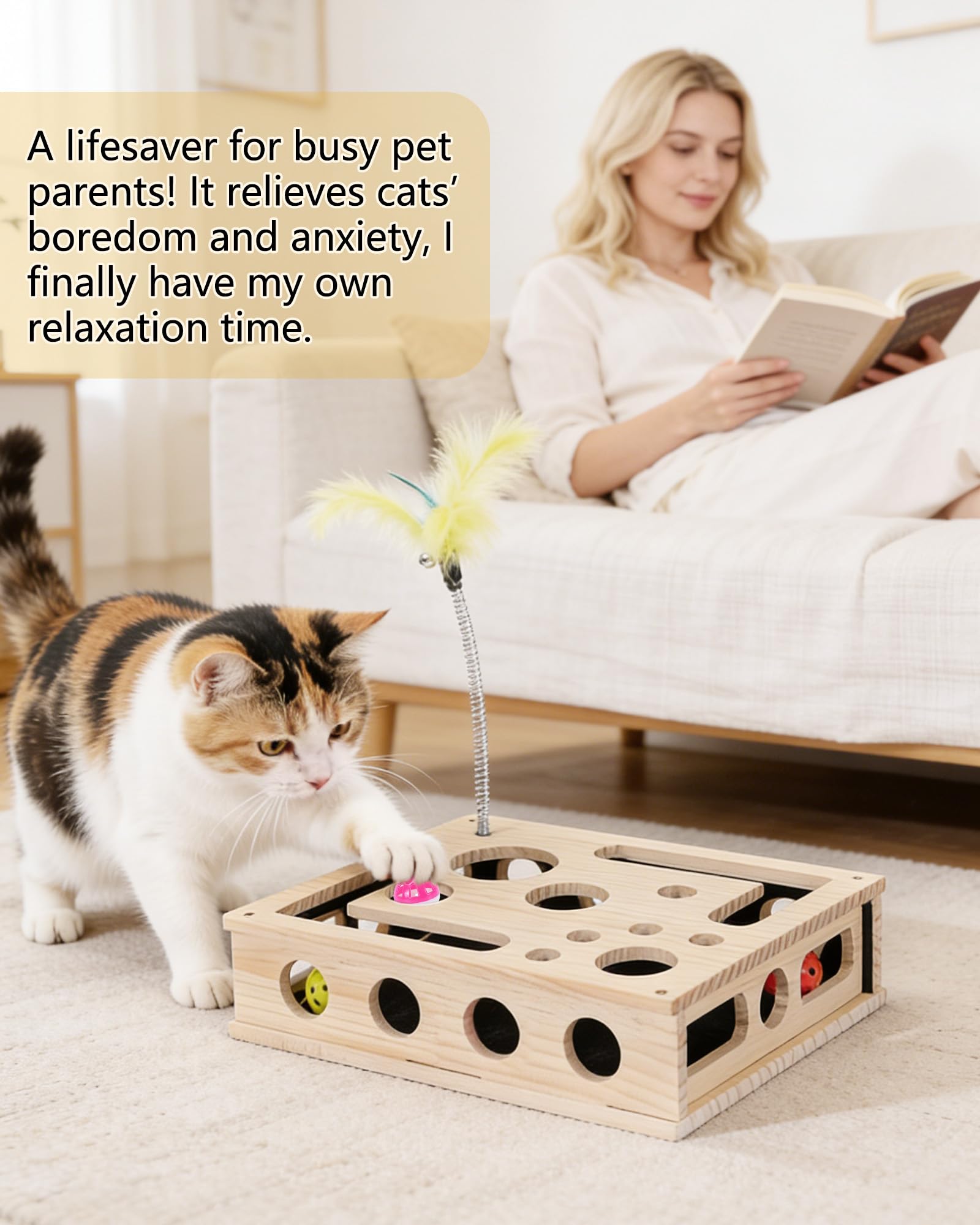 Cat Toys for Indoor Cats Interactive Box Puzzle Toy Nail Scratcher