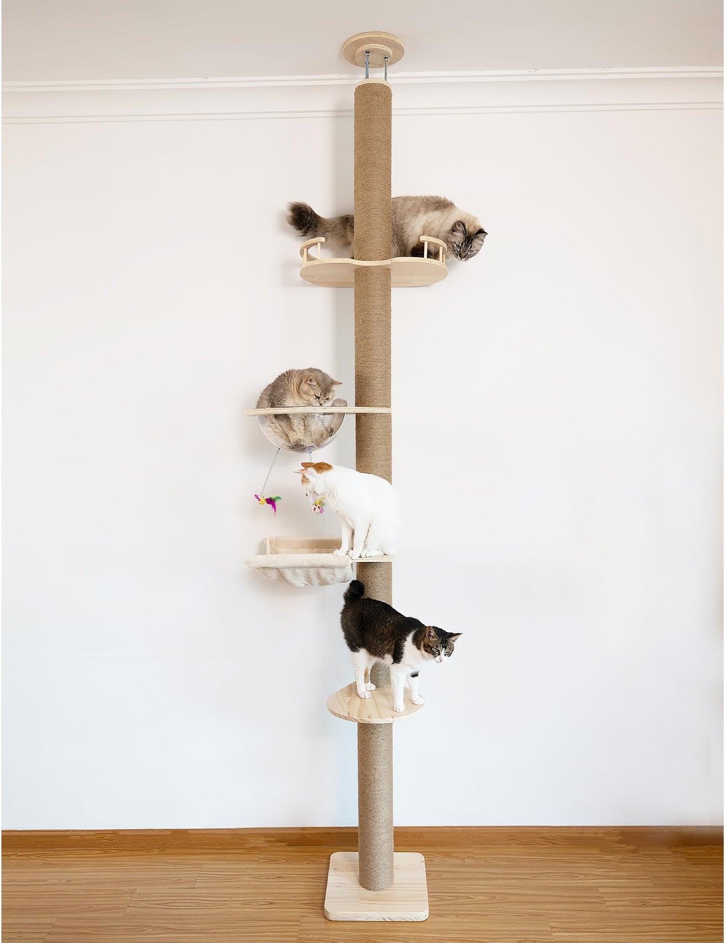 Floor-to-Ceiling Cat Tree with Natural Sisal Rope Scratching Post
