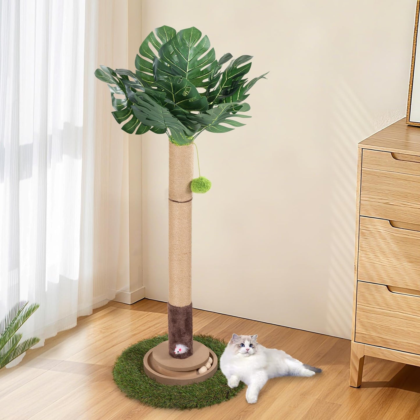 Cat Scratching Post, Tall Cat Scratcher Cat Tree Tower with Ball