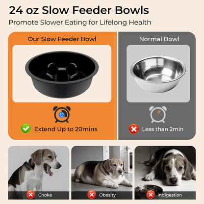 URPOWER Mess Proof Elevated Dog Bowls, High Wall Splash Guard Bowl