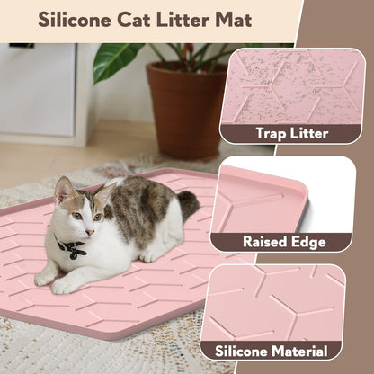 Garoopion Silicone Cat Litter Trapping Mat, Large Waterproof 34" X Mat