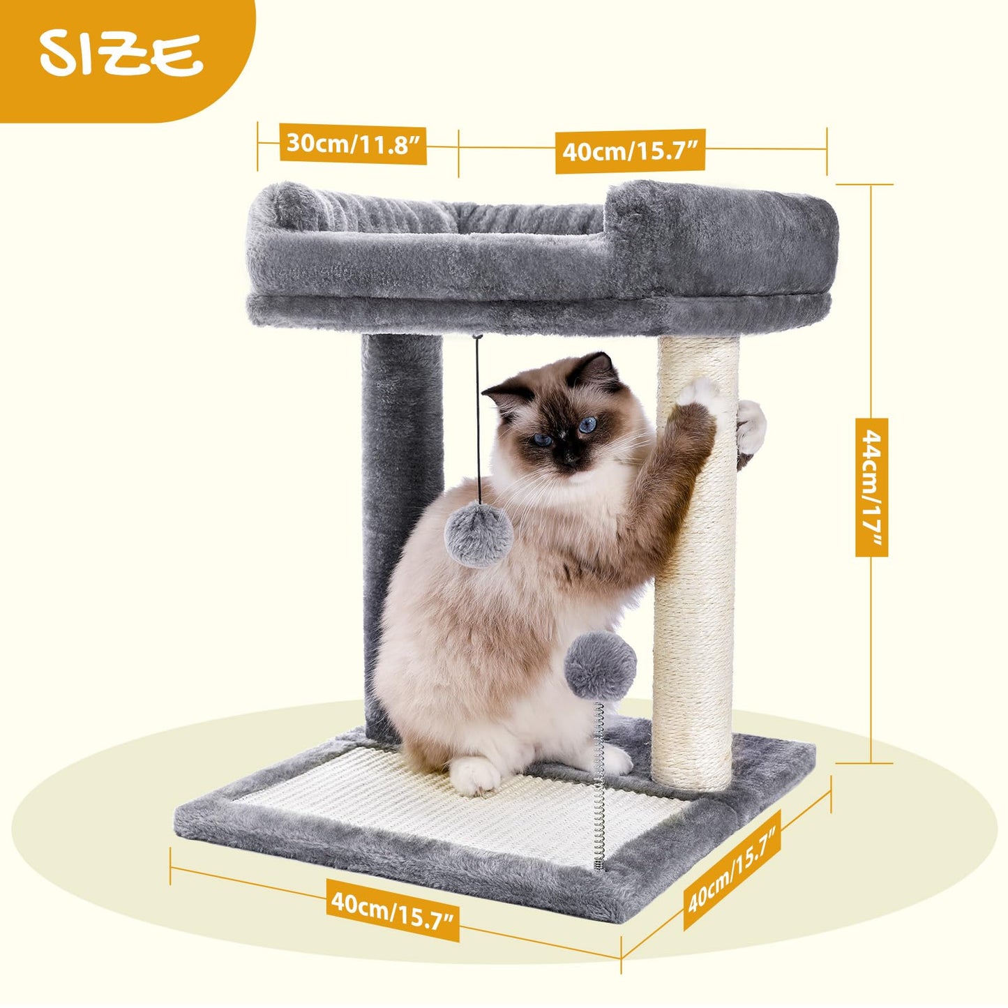 PAWZ Road Cat Scratching Post Bed, Small Cat Tree Tower