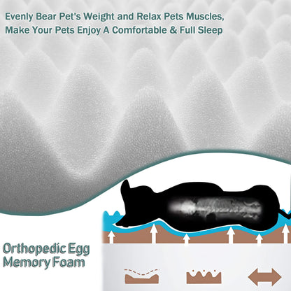 PAGGED Large Dog Crate Pad Memory Foam Dog Kennel Bed Soft Flannel Bed