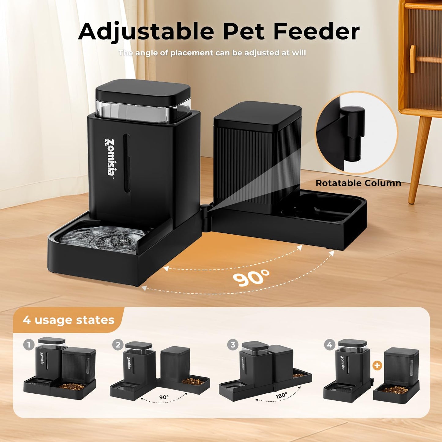 ZOMISIA Gravity Dog Food and Water Dispenser, 1 Automatic Dog Feeder