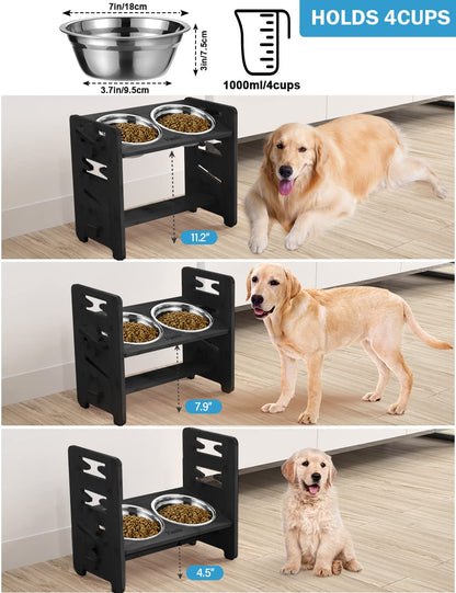 Vantic Elevated Dog Bowls, Adjustable Raised Dog Bowl Stand Bowl