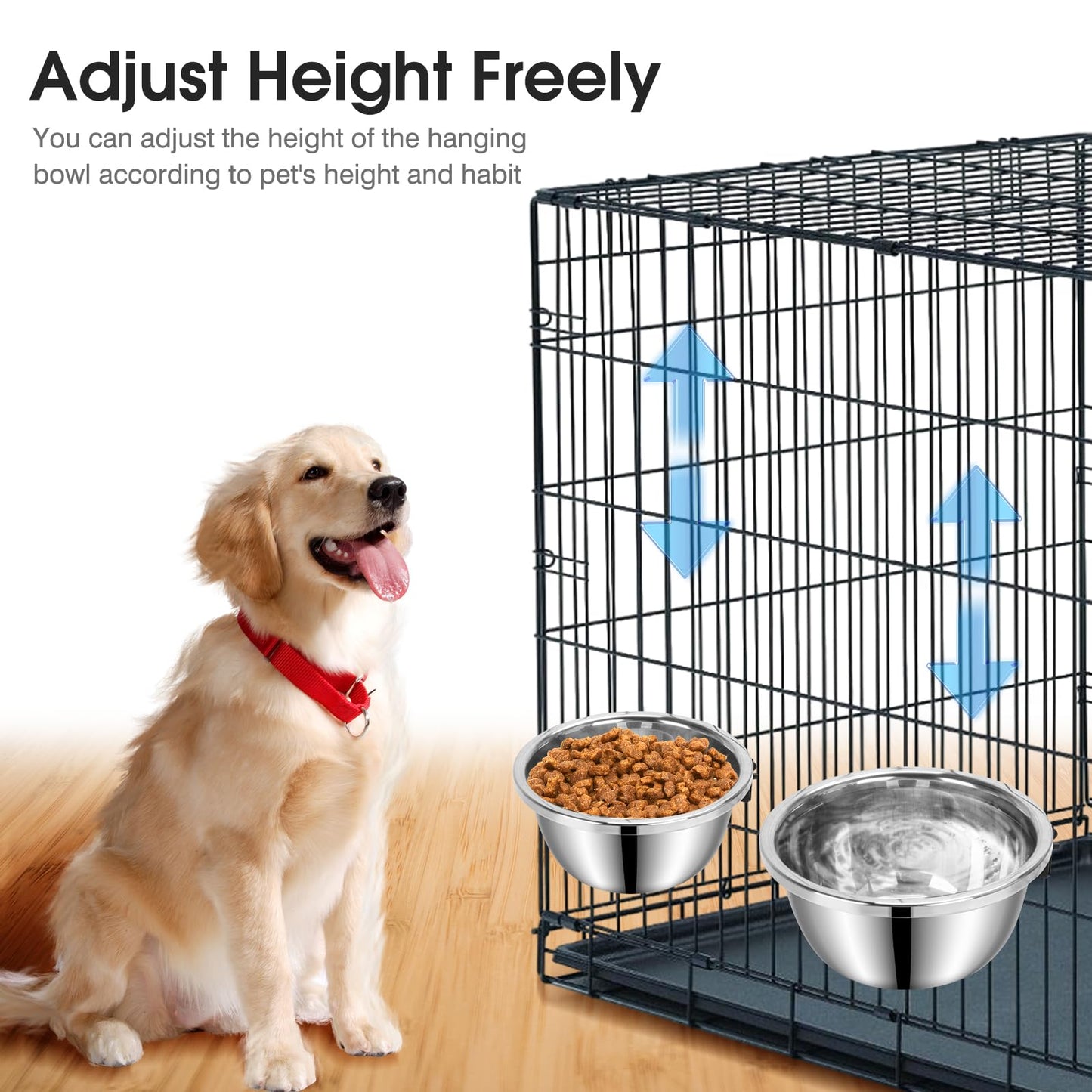 Dog Crate Bowls Hanging No Spill, 2 Pack Crate Water Bowl Bowl