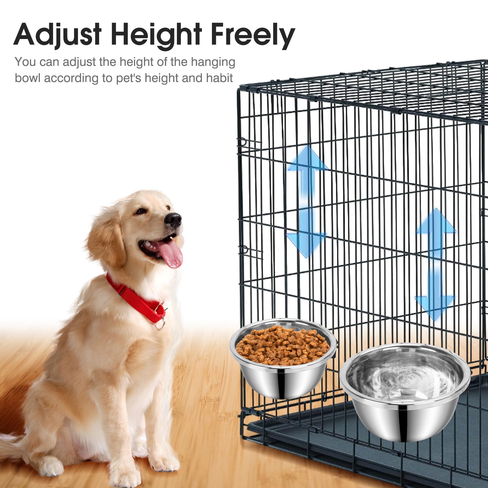 Dog Crate Bowls Hanging No Spill, 2 Pack Crate Water Bowl Bowl