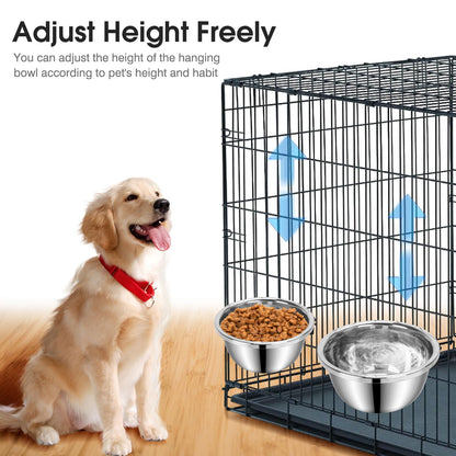 Dog Crate Bowls Hanging No Spill, 2 Pack Crate Water Bowl Bowl