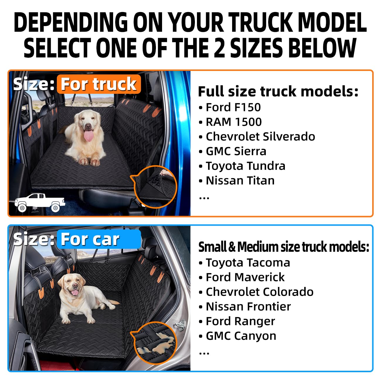 MAXFUT Truck Dog Seat Cover Back Seat,Back Seat Extender for Seat