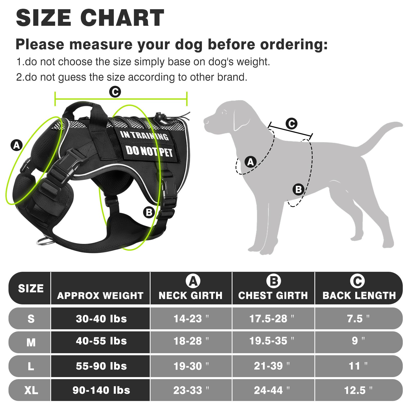 WINSEE Service Dog in Training Mesh Harness with 10 Pet Harness