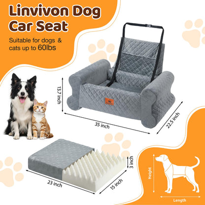 Dog Car Seat for Medium/Large Dogs up to Memory Foam Dog Booster Seat