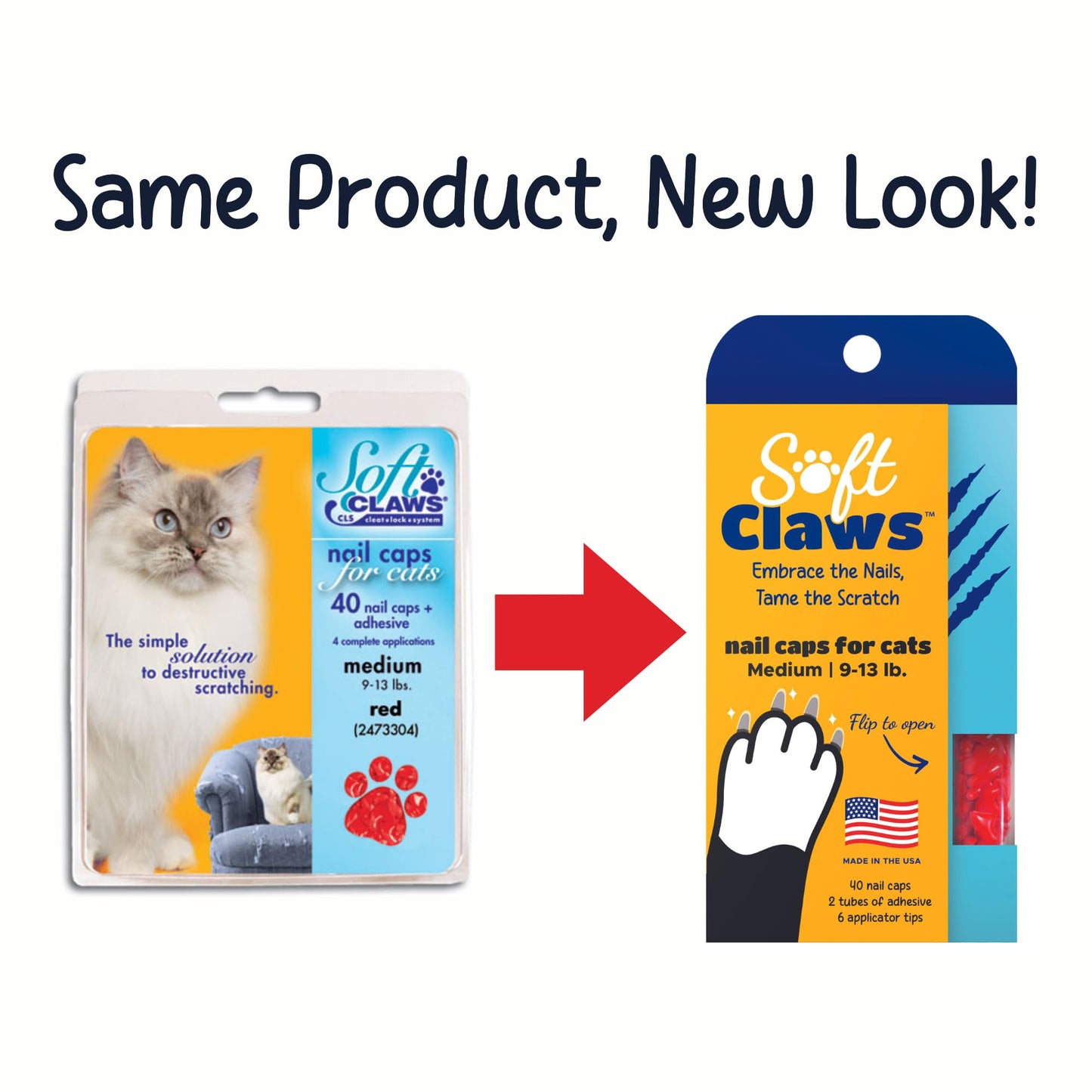 Soft Claws Cat Nail Caps for Small Cats-(40 Caps, Sparkle)-Made