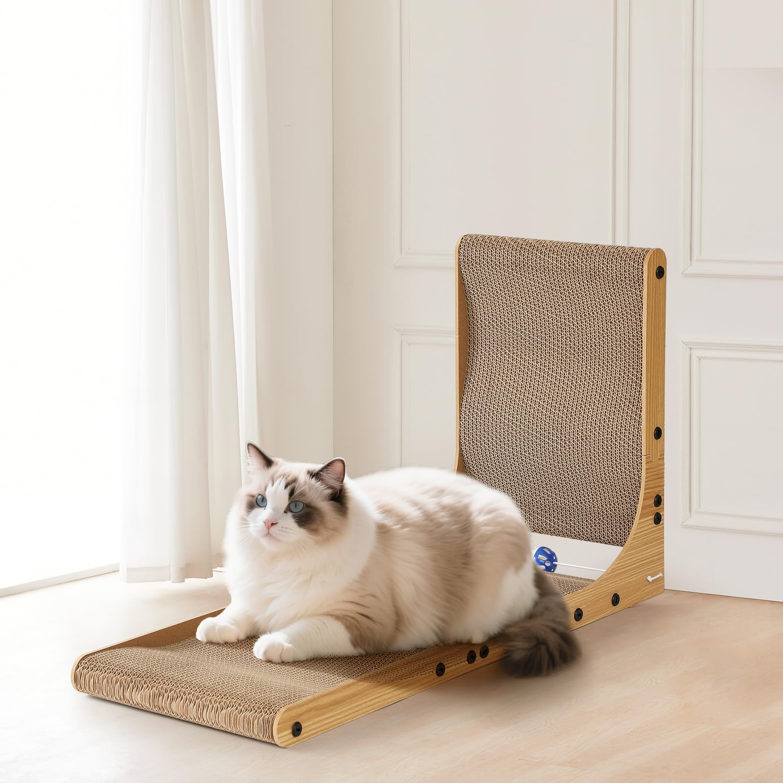 Cat Scratcher with Replacement Cardboard, 27.6" L Shape Wall Catnip