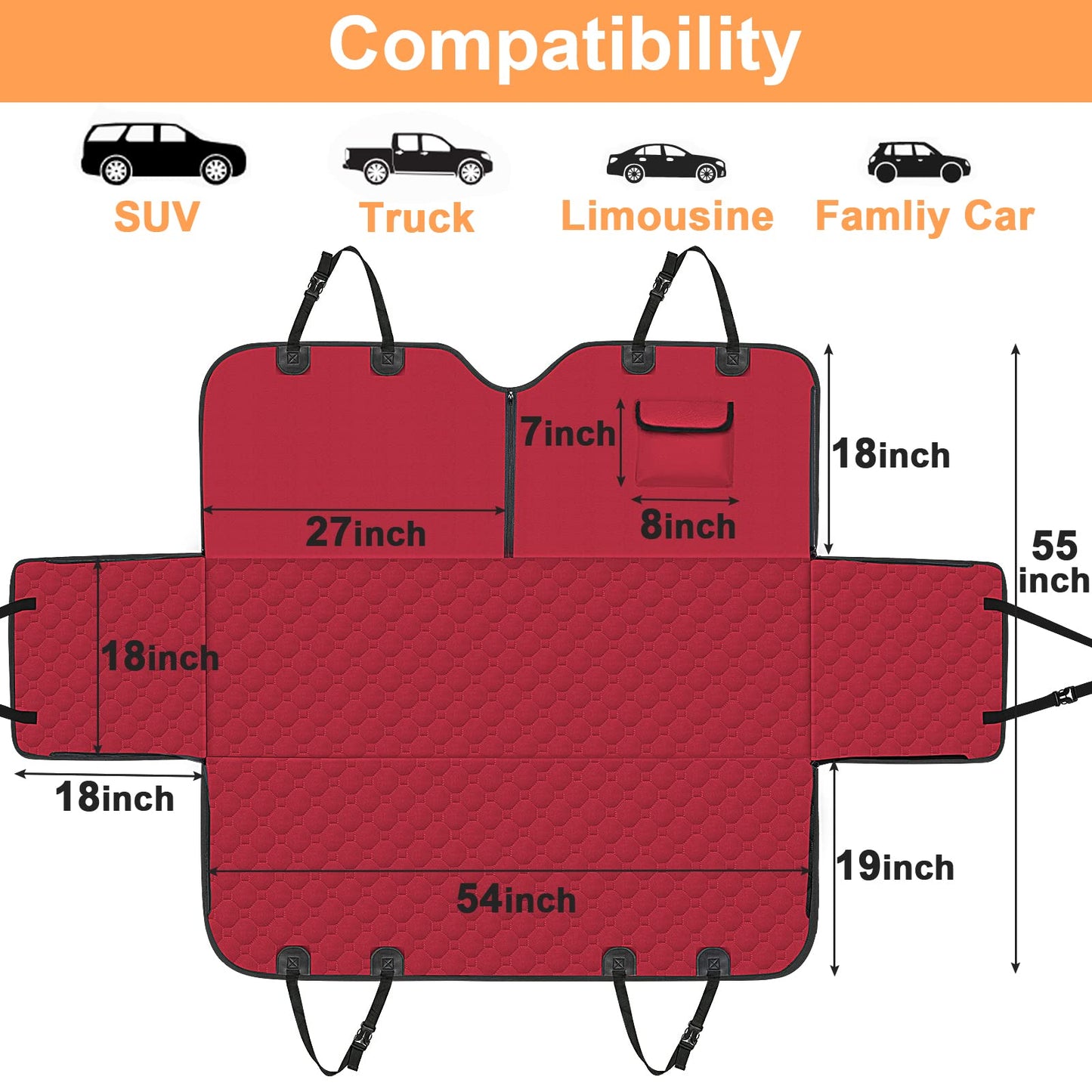 Mancro Dog Car Seat Cover for Back Seat, 2026 Upgraded 600D Heavy Seat