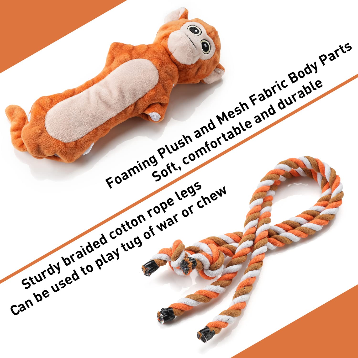 Sedioso Dog Tug Toys, Stuffed Animal Dog Chew Toy, Cute Puppy Plush
