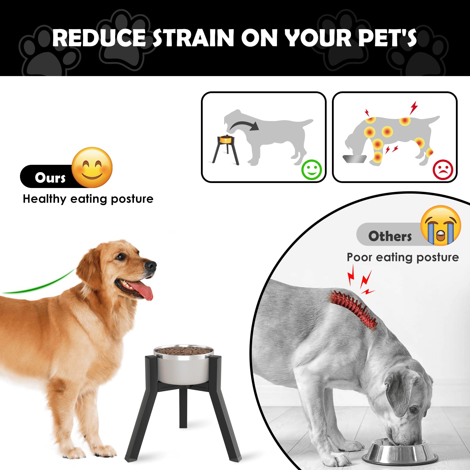 SHAINFUN Raised Dog Bowl Stand for Large Dogs 11" Height Bowl