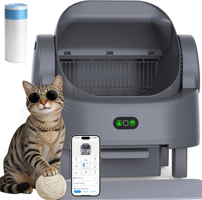 Automatic Litter Box, Open Top Large Self Cleaning Cat Litter Box