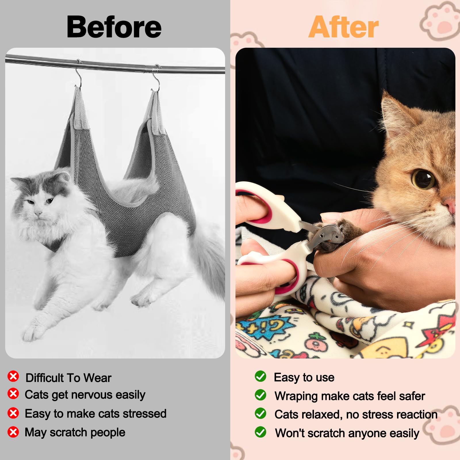 CKNCY 35.5" Cat Grooming Wrap Cat Wrap for Cutting Nails Cat Tool