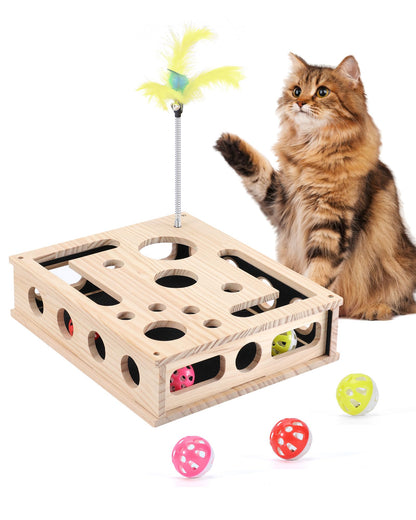 Cat Toys for Indoor Cats Interactive Box Puzzle Toy Nail Scratcher