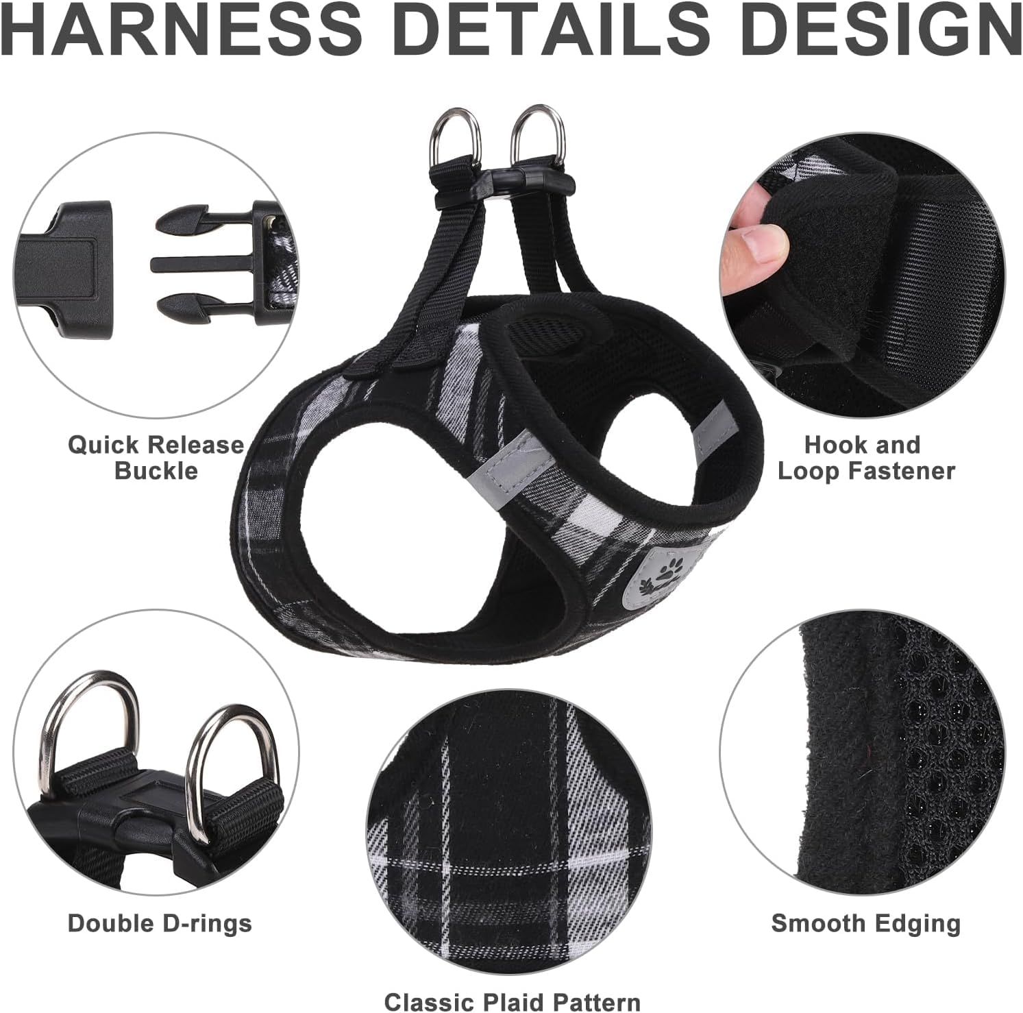 EXPAWLORER Classic Plaid Puppy Harness Dog Collar and Leash Collar