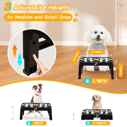 COMESOON Elevated Dog Bowls for Small Medium Dogs, 3 Height Feeder