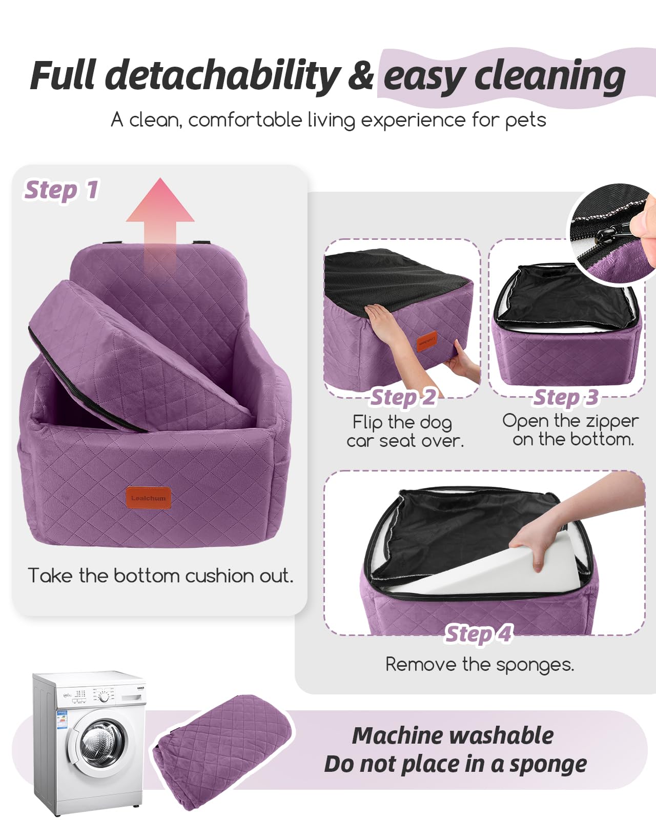 Lealchum Dog Booster Car Seat for Small/Medium Dogs,Puppy Seat