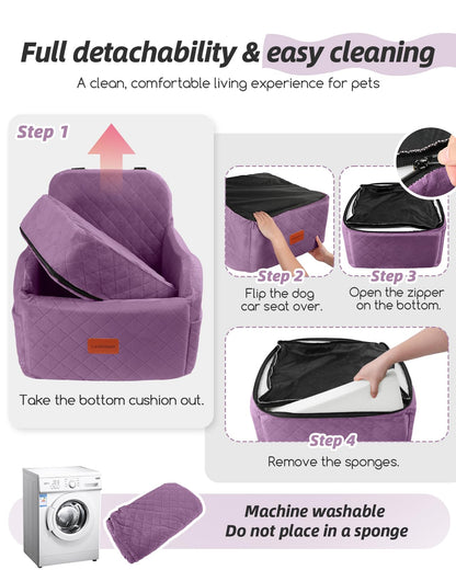 Lealchum Dog Booster Car Seat for Small/Medium Dogs,Puppy Seat