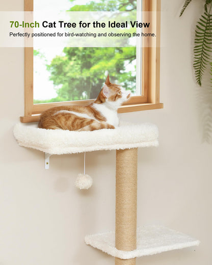 FUKUMARU Cat Wall Shelves Set, Stable Wall Mounted Tree, Cushion
