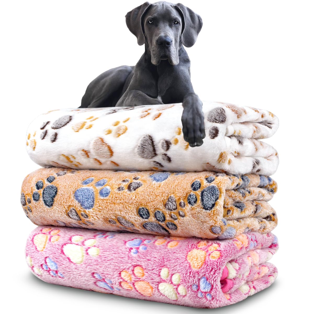 Dog Blankets for Medium Large Dogs, 3 Pack Dog Blanket Washable Crate