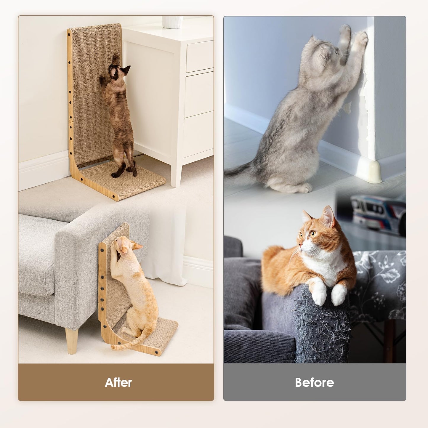 EHEYCIGA Cardboard Cat Scratcher for Indoor Cats, L Shaped Pad