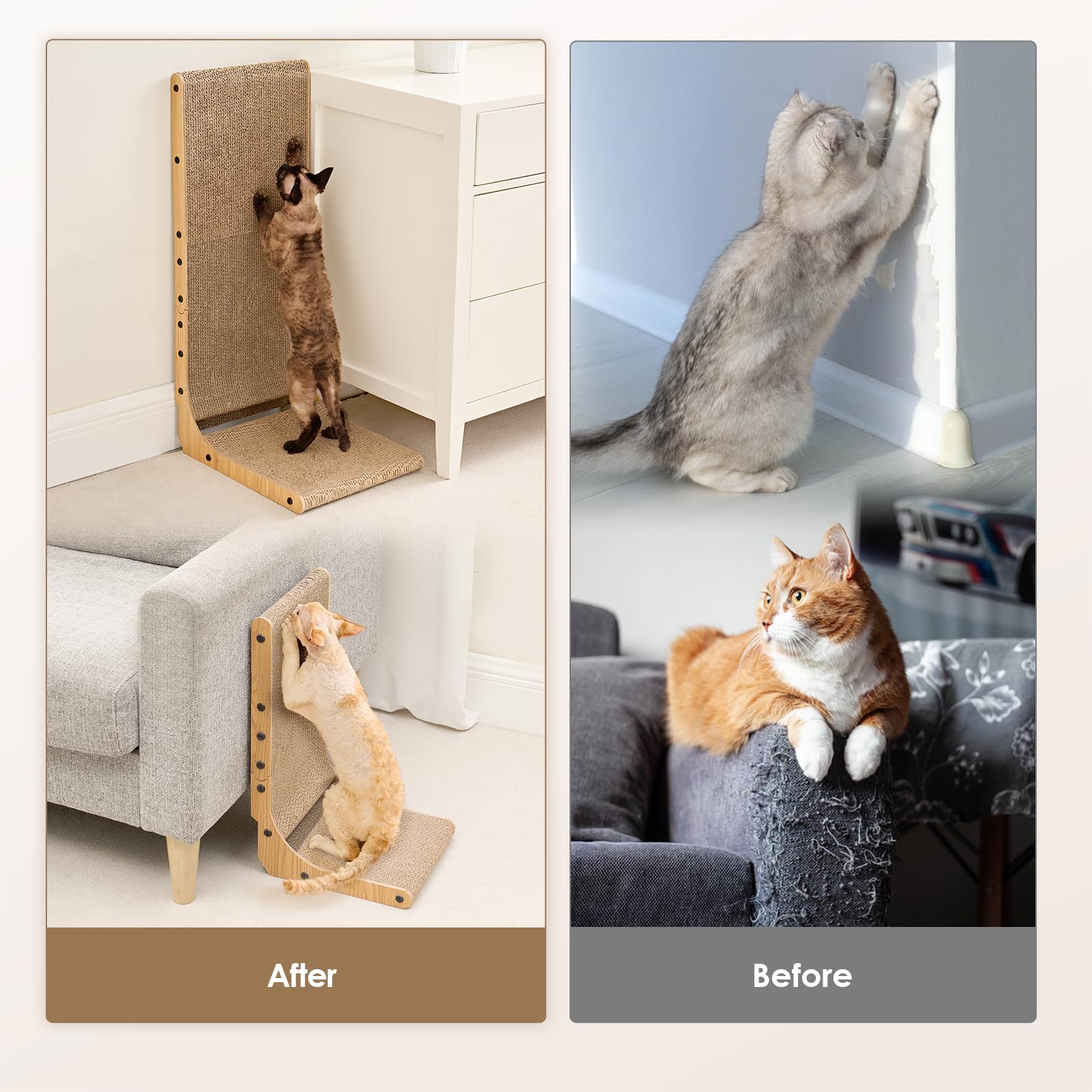 EHEYCIGA Cardboard Cat Scratcher for Indoor Cats, L Shaped Pad