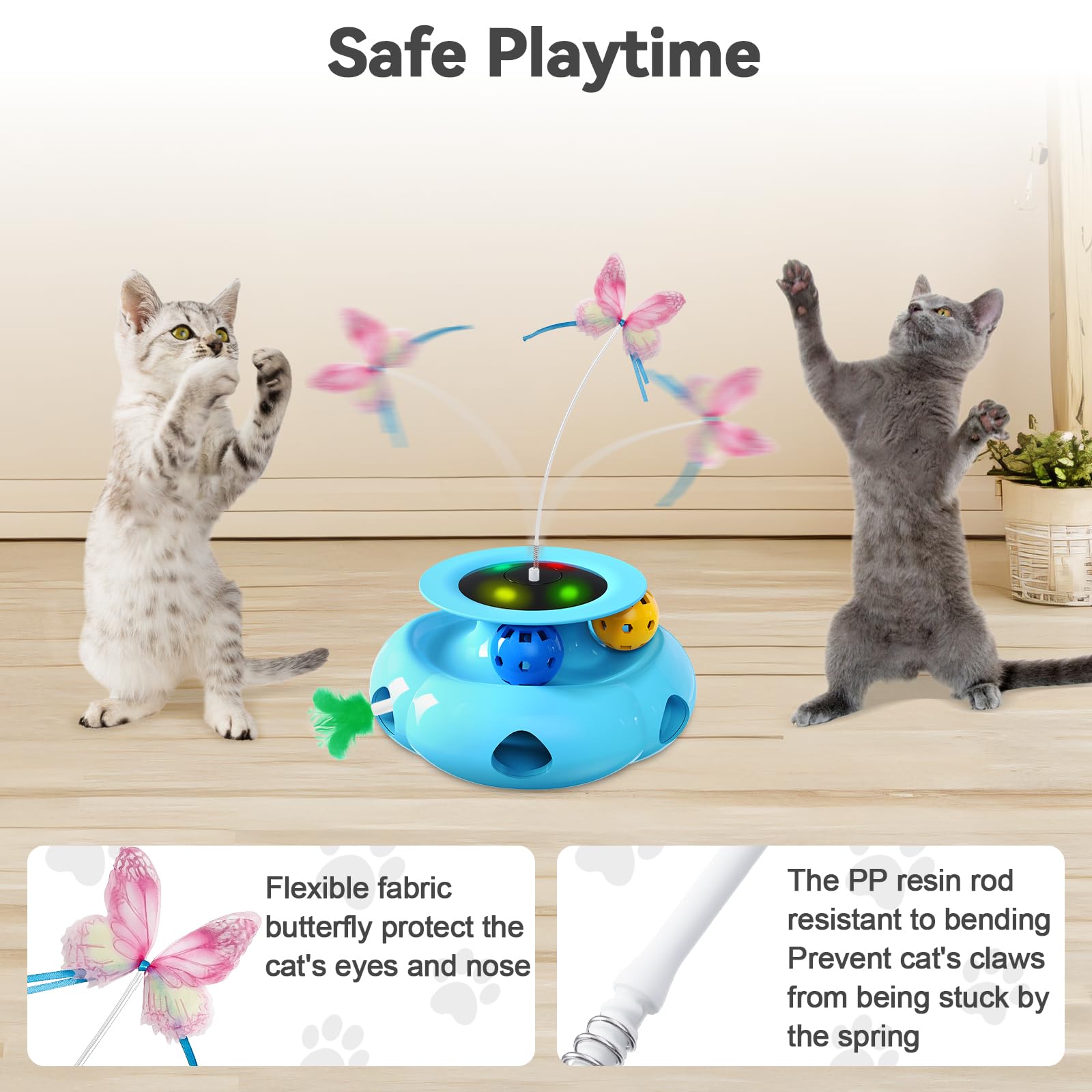 Xuyub 3in1 Interactive Cat Toys for Indoor Cats Balls