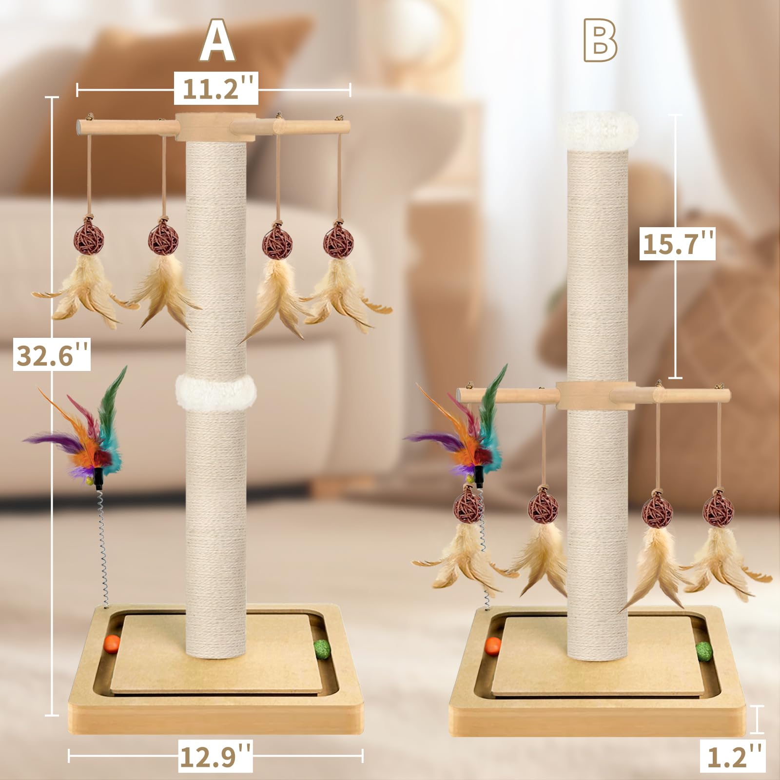 Tall Cat Scratching Post, Sisal, Large Scratcher Tree Tower for Tower