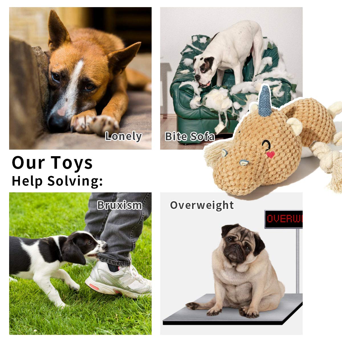 Sedioso Large Dog Toys, Cute Squeaky Dog Toy, Stuffed Animal Plush