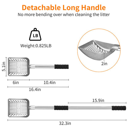 Yangbaga Metal Cat Litter Scoop:Detachable Long Handle Litter Litter