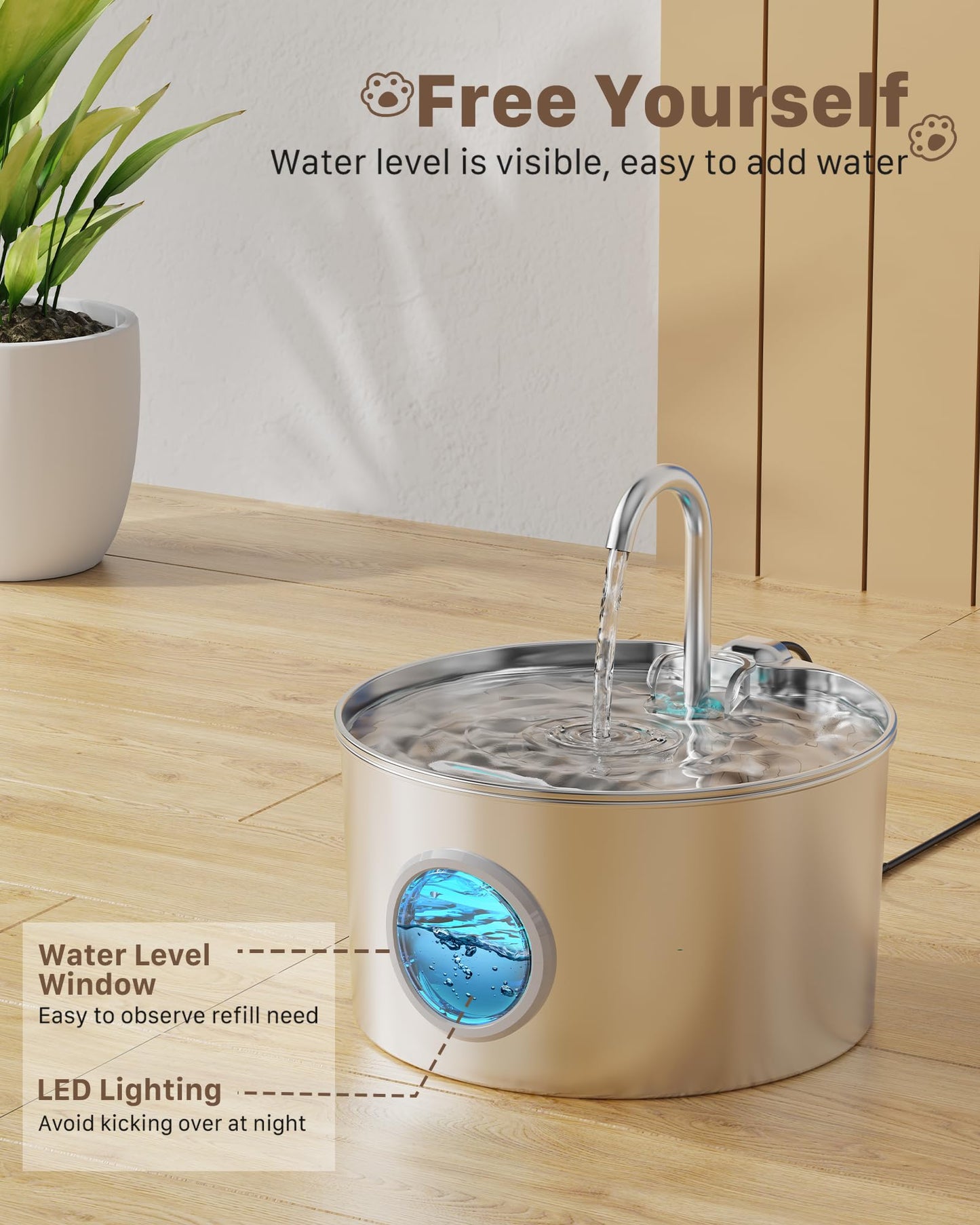 Cat Water Fountain Stainless Steel: Cat Fountain for Drinking Bowl