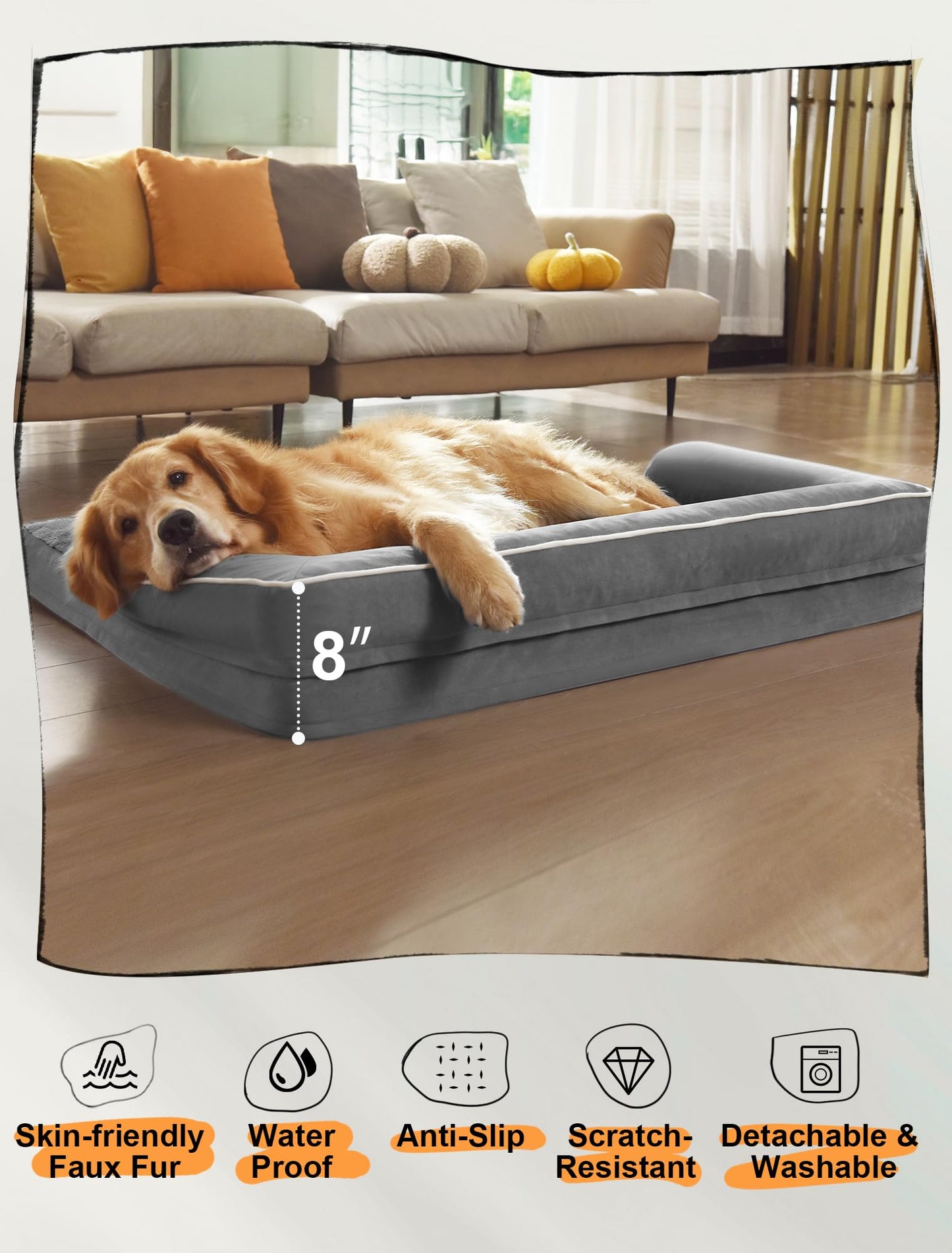 Extra Large Dog Bed Orthopedic Waterproof: Memory Foam Dog Bed