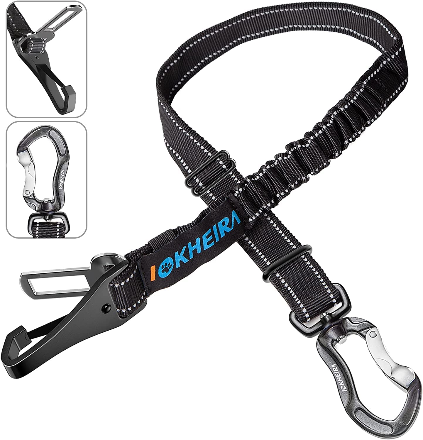 IOKHEIRA Dog Seatbelt, Updated Adjustable Harness Reflective Seat