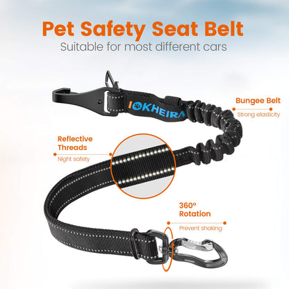 IOKHEIRA Dog Seatbelt, Updated Adjustable Harness Reflective Seat