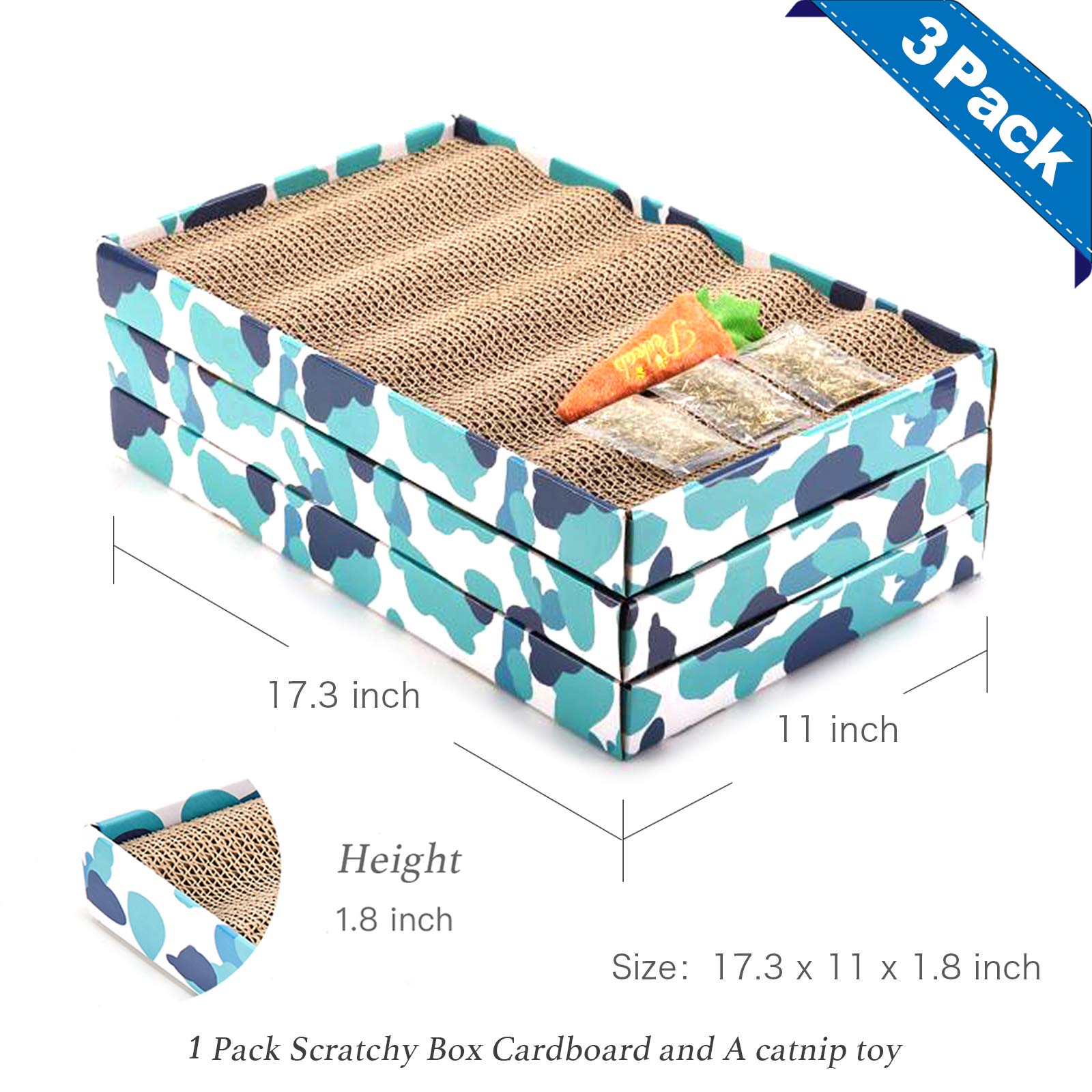 PEEKAB Cat Scratcher Cardboard Reversible Scratching Board Kitty Pad