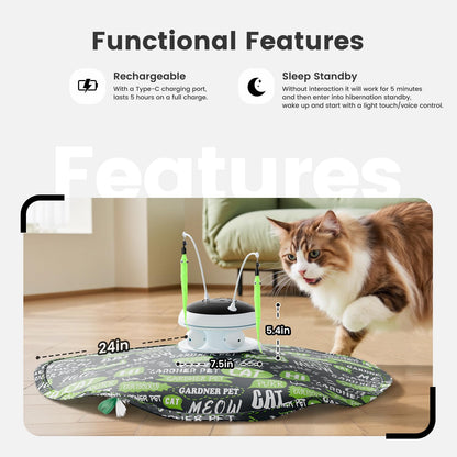Interactive 5in1 Cat Toys Chargeable,Moving Feather,laser Toys