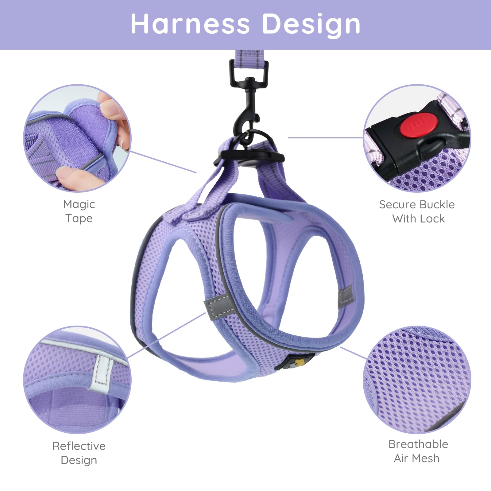 BELLA PAL Small Dog Harness, L, Animal Harness with Leash Set, No Set