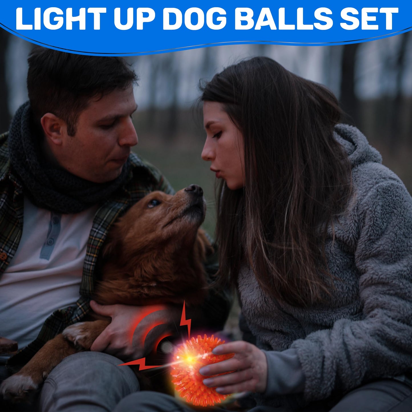 Ousiya 6 Pack 3.5" Up Squeaky Dog Toy Balls, Spiky Dog Balls